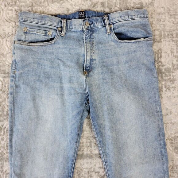 Gap Jeans Mens 34X32 Blue Skinny Denim Pants Mid Rise Light Wash Adult Casual - Picture 2 of 16